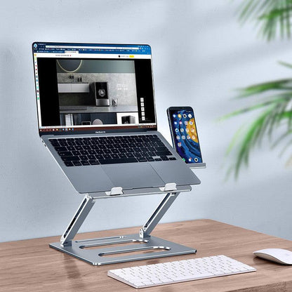 Foldable Laptop Stand, height adjustable ergonomic computer stand for desk, ventilated aluminum, portable laptop elevation support, compatible with MacBook Pro Air, all notebooks 25.4-40.6 cm (10 - 16 inches) - Nasi Supplies