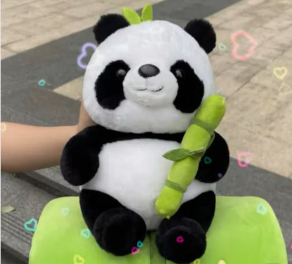 Panda soft toy plus plush bamboo tube