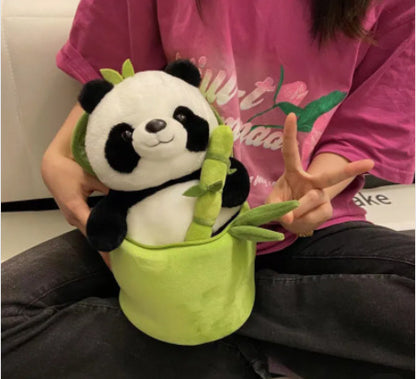 Panda soft toy plus plush bamboo tube