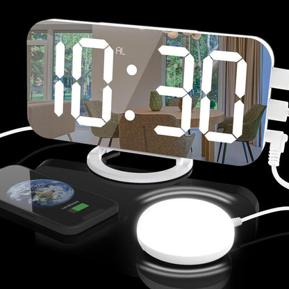 Double alarm clock with bed shaker for heavy sleepers, adults, deaf hard of hearing, loud plug, digital LED clock for bedroom, with phone charger, 8 dimmer, 7 volume, home - Nasi Supplies