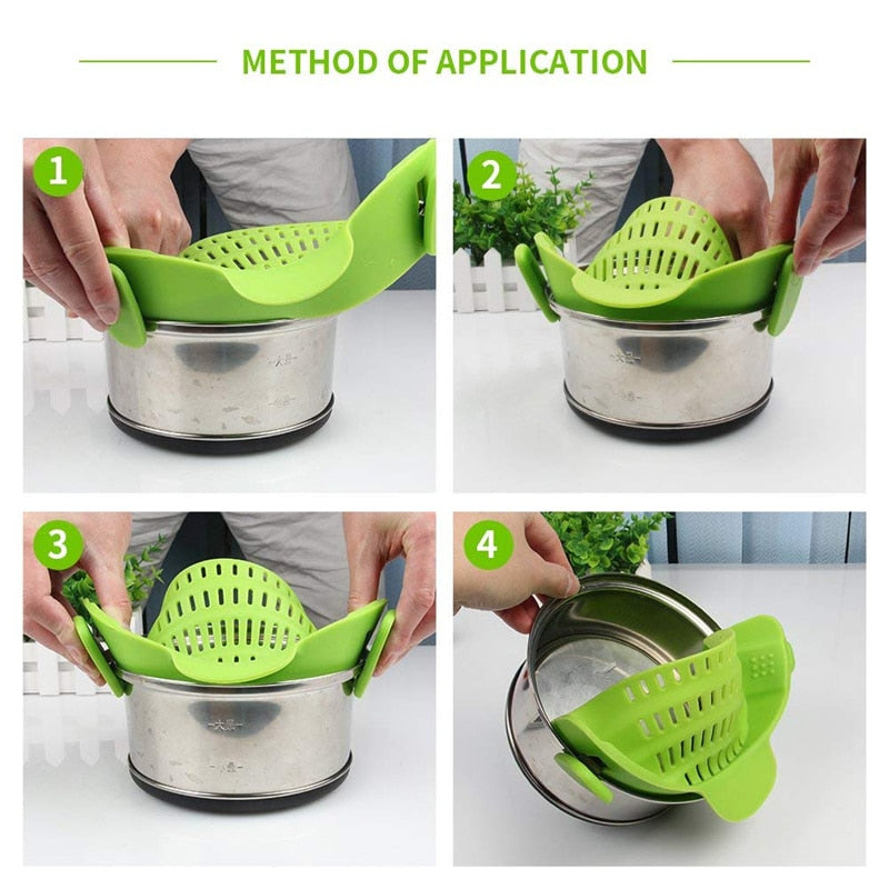 EasyClip Silicone Pot and Pan Strainer