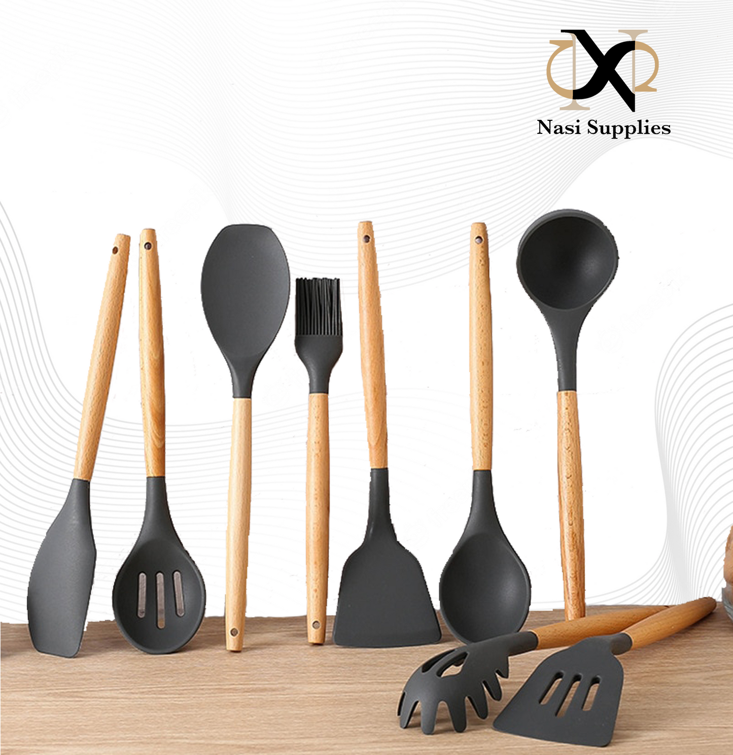 Silicone wood cookware