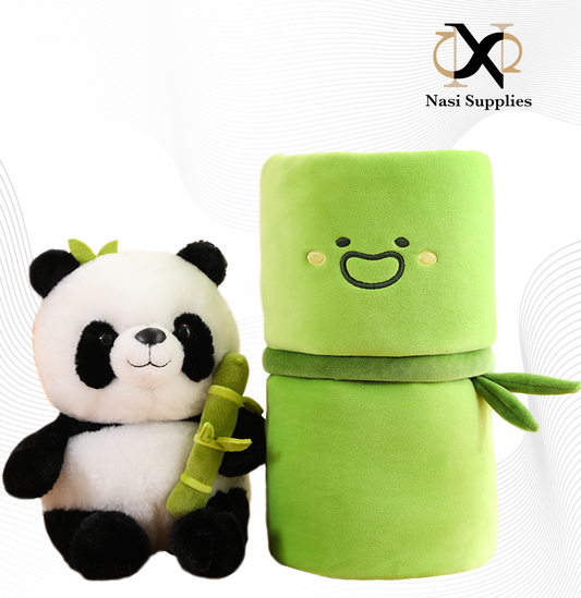 Panda soft toy plus plush bamboo tube