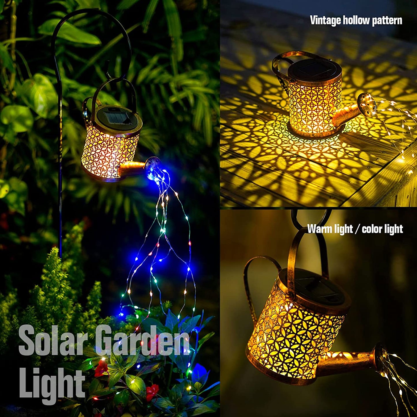 Solar Watering Can with Hanging Light