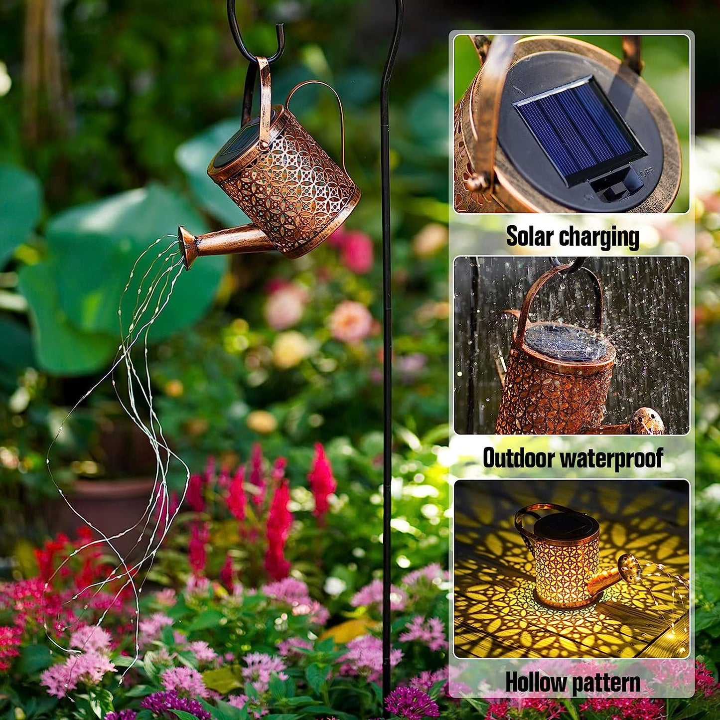 Solar Watering Can with Hanging Light