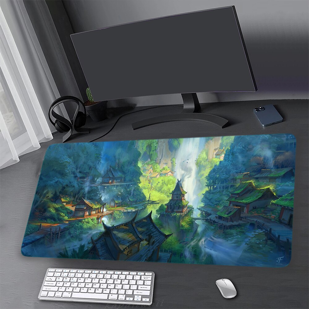 Pixel City art desk pad