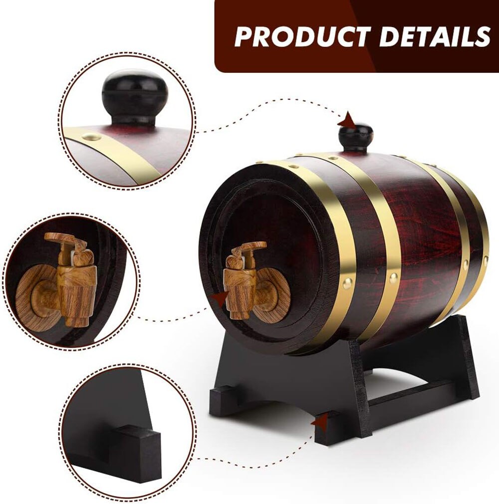 3L Wood Barrel Tap Dispenser