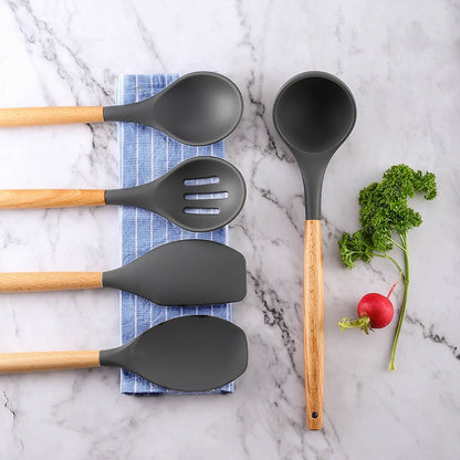 Silicone wood cookware