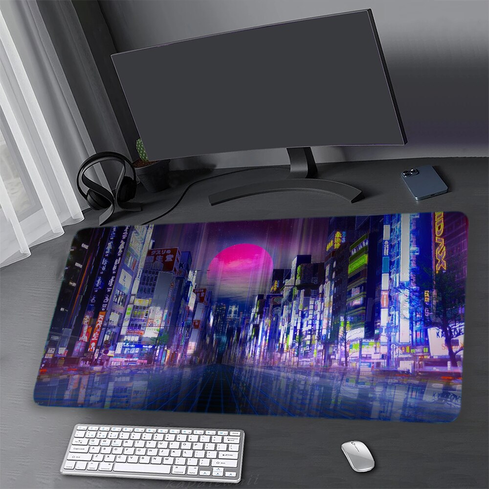 Pixel City art desk pad