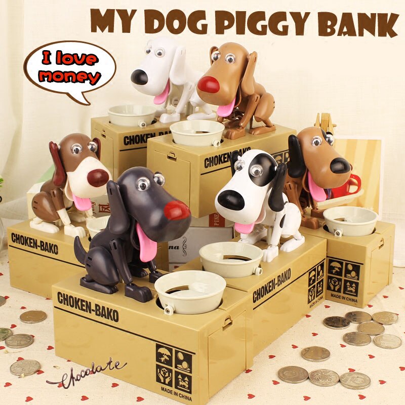 Coin money box dog robot