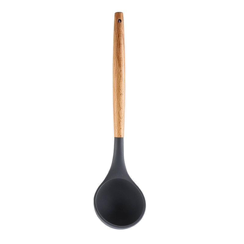 Silicone wood cookware