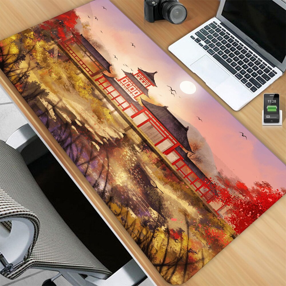 Pixel City art desk pad