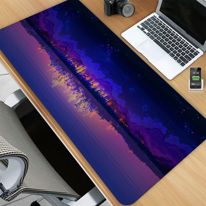 Pixel City art desk pad