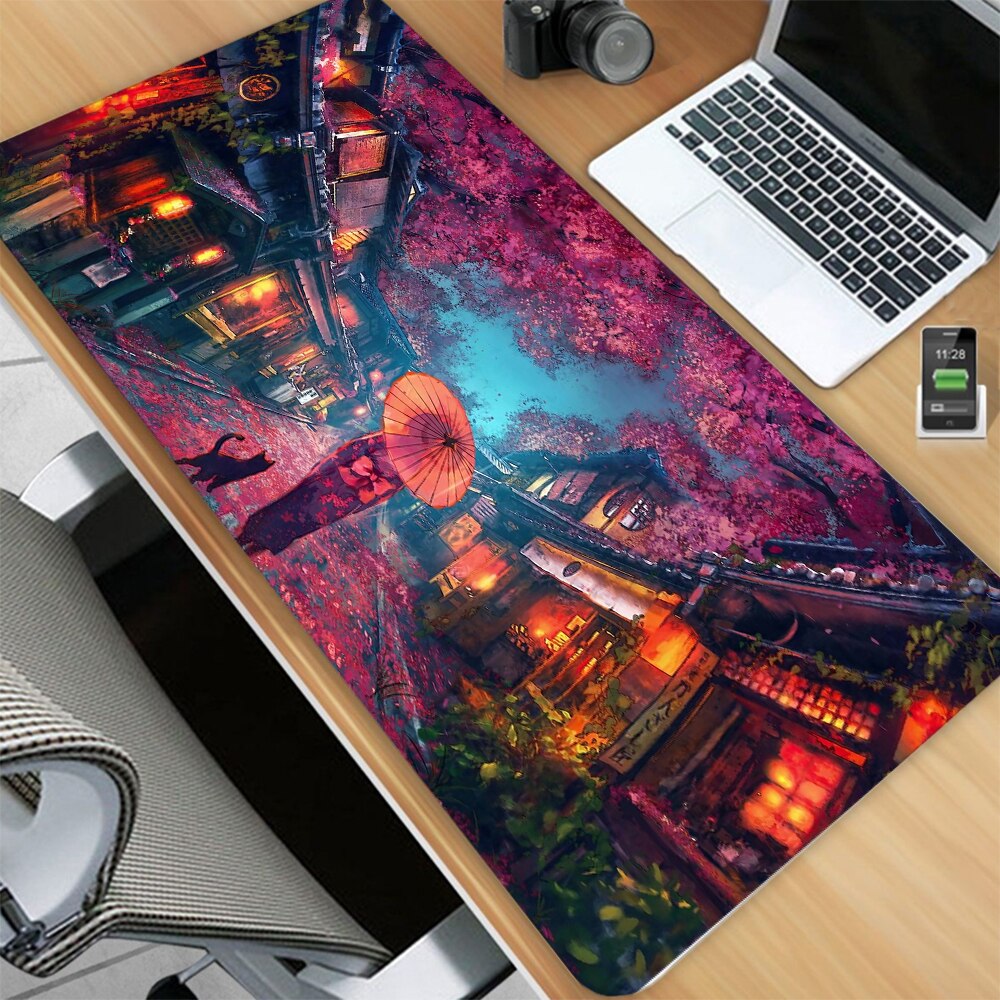 Pixel City art desk pad