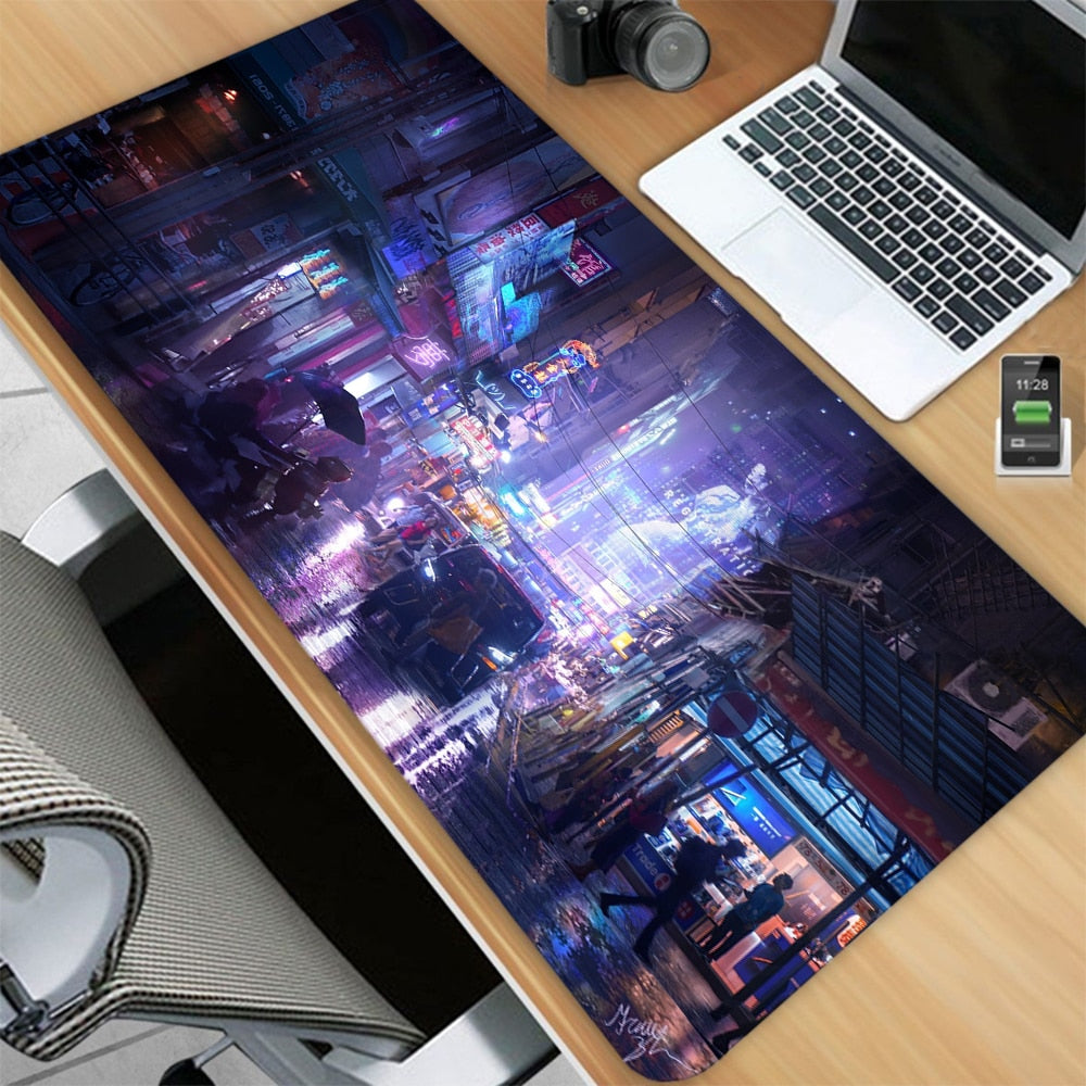 Pixel City art desk pad