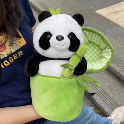 Panda soft toy plus plush bamboo tube