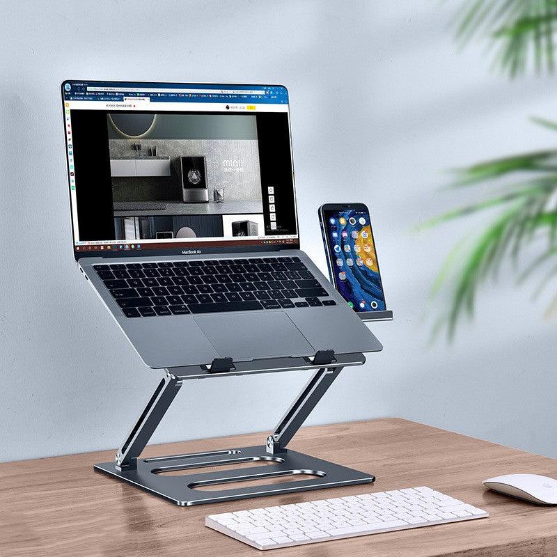 Foldable Laptop Stand, height adjustable ergonomic computer stand for desk, ventilated aluminum, portable laptop elevation support, compatible with MacBook Pro Air, all notebooks 25.4-40.6 cm (10 - 16 inches) - Nasi Supplies