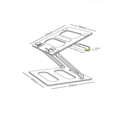 Foldable Laptop Stand, height adjustable ergonomic computer stand for desk, ventilated aluminum, portable laptop elevation support, compatible with MacBook Pro Air, all notebooks 25.4-40.6 cm (10 - 16 inches) - Nasi Supplies