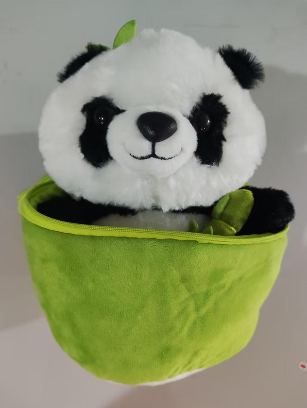 Panda soft toy plus plush bamboo tube