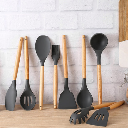 Silicone wood cookware